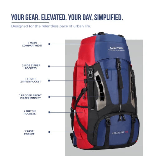 Adventure Rucksack 75L Navy Red